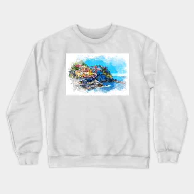 Cinque Terre Italy Liguria Italian Riviera coastline Crewneck Sweatshirt by Naumovski